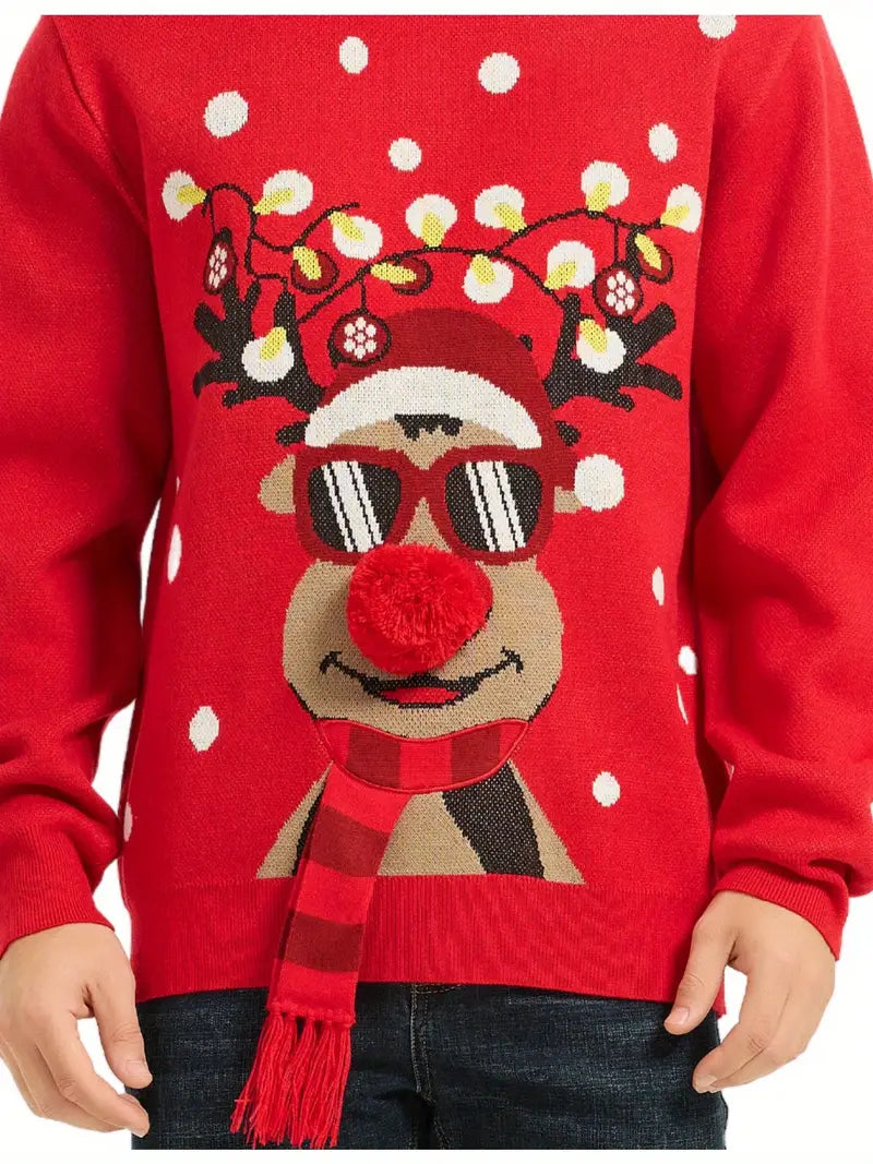 Men Classic Ugly Christmas Sweater - Soft Wool Blend, Festive & Comfortable, Machine Washable