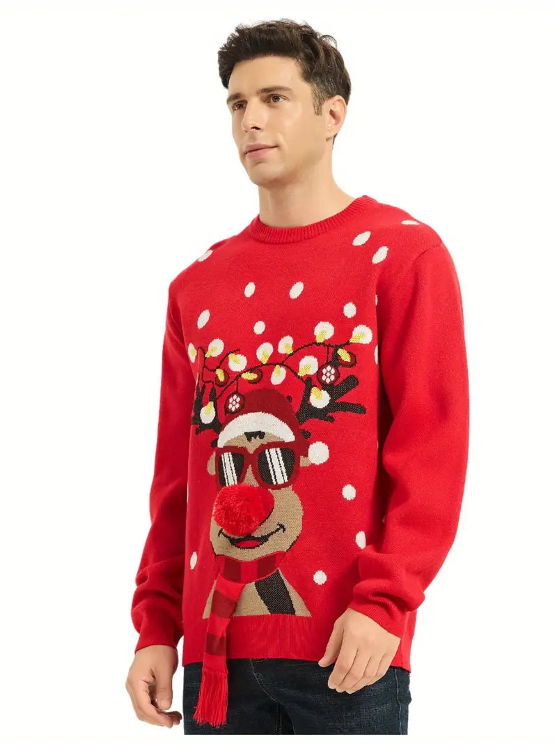 Men Classic Ugly Christmas Sweater - Soft Wool Blend, Festive & Comfortable, Machine Washable