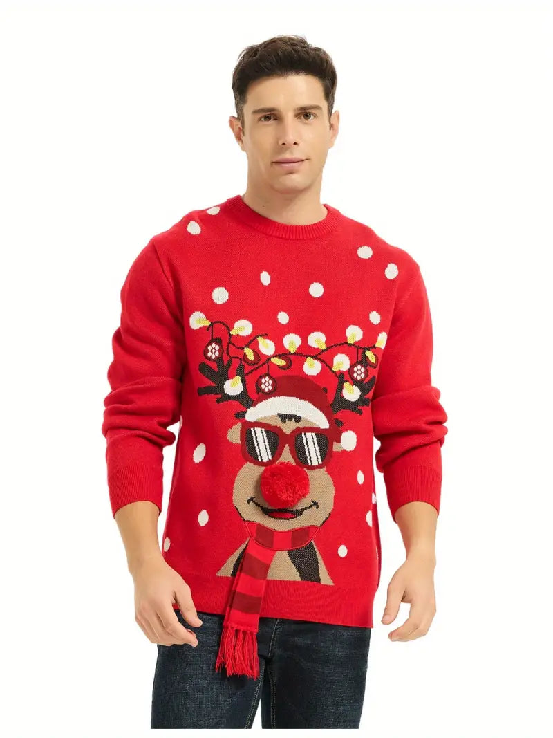 Men Classic Ugly Christmas Sweater - Soft Wool Blend, Festive & Comfortable, Machine Washable