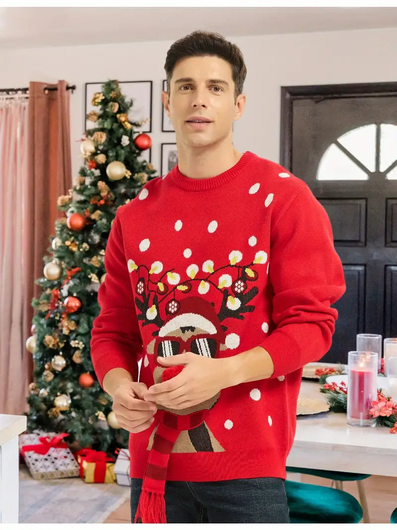 Men Classic Ugly Christmas Sweater - Soft Wool Blend, Festive & Comfortable, Machine Washable