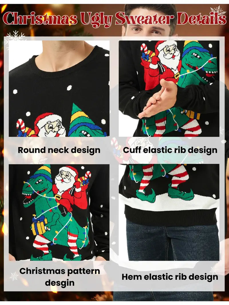 Men Cozy Ugly Christmas Sweater - Premium Wool Knit, Festive Design, Machine Washable