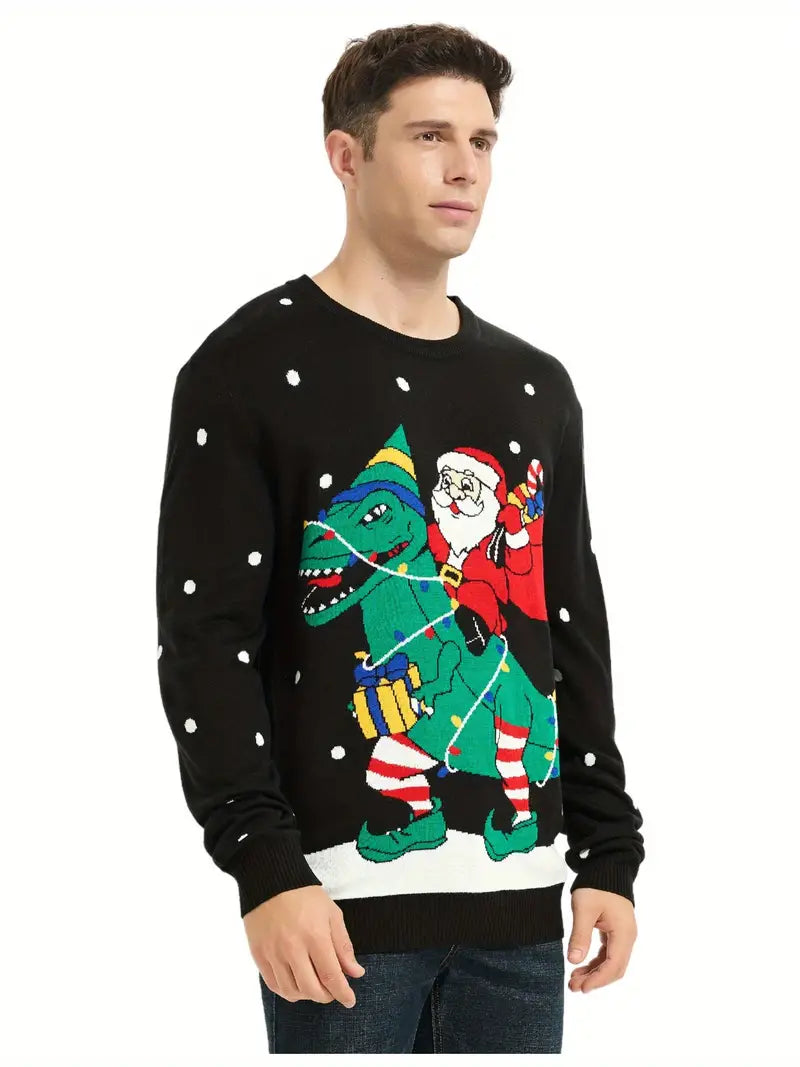 Men Cozy Ugly Christmas Sweater - Premium Wool Knit, Festive Design, Machine Washable