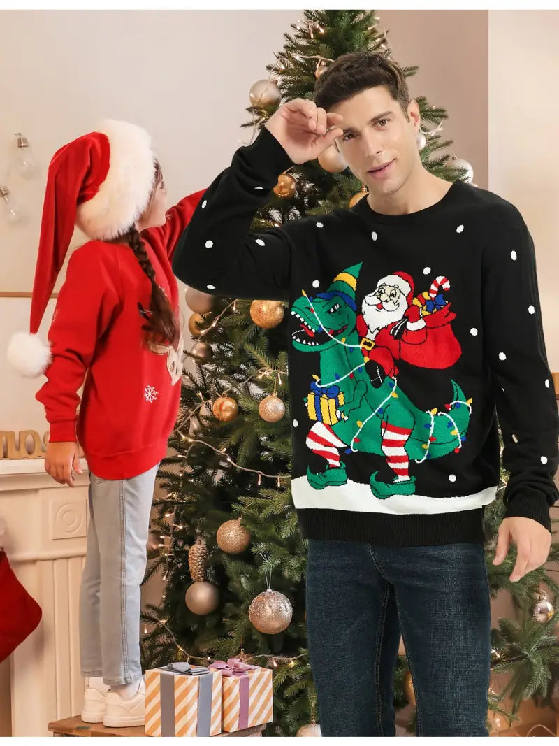 Men Cozy Ugly Christmas Sweater - Premium Wool Knit, Festive Design, Machine Washable