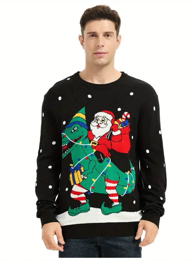 Men Cozy Ugly Christmas Sweater - Premium Wool Knit, Festive Design, Machine Washable