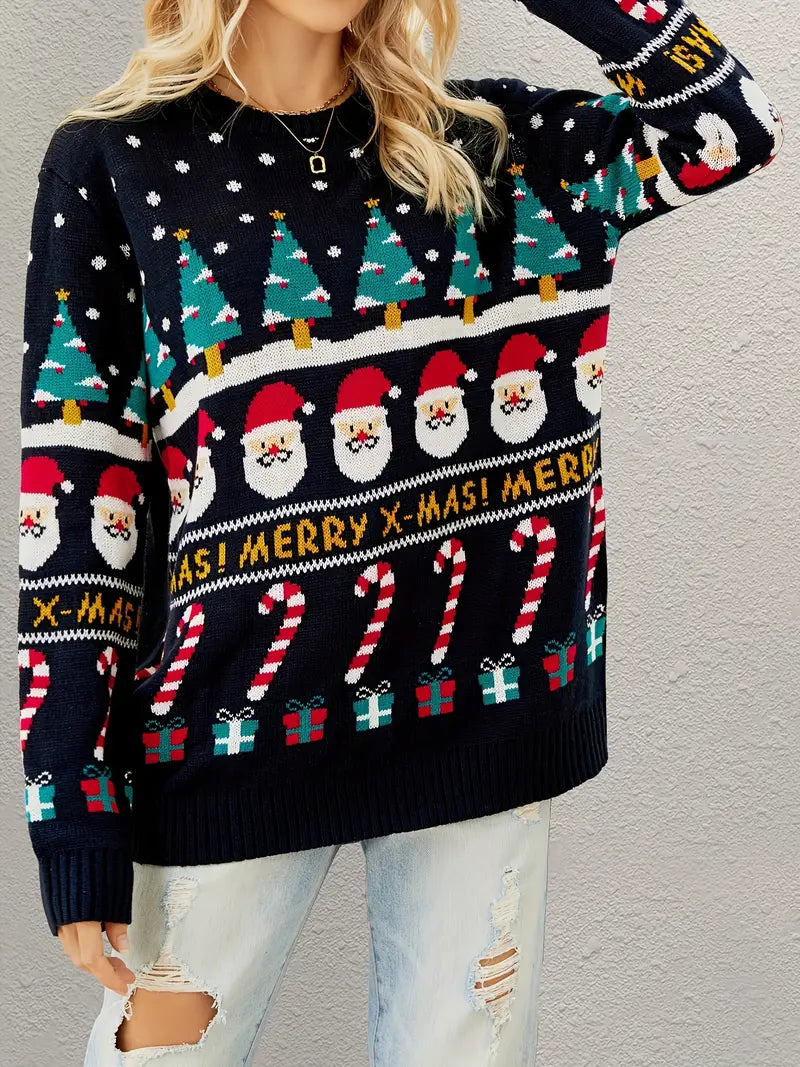 Women Classic Ugly Christmas Sweater - Soft Wool Blend, Festive & Comfortable, Machine Washable