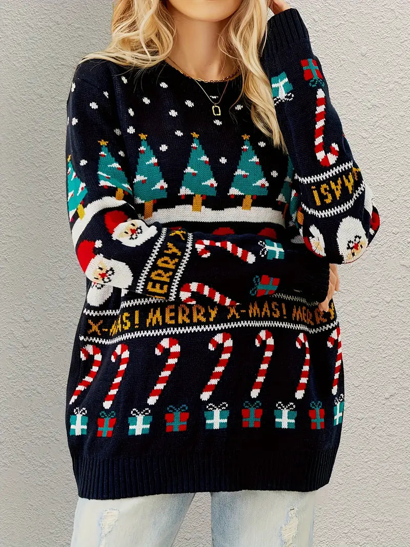 Women Classic Ugly Christmas Sweater - Soft Wool Blend, Festive & Comfortable, Machine Washable